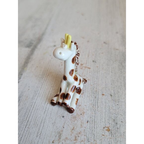 Mini giraffe ceramic vintage figurine Unique home decor zoo animal - Picture 5 of 6